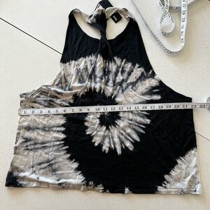 SoulCycle Black and Gray Tie-Dye Tank Top